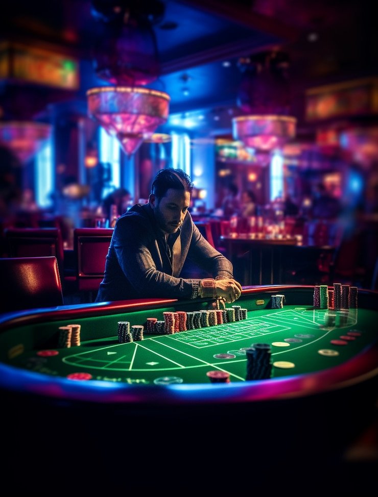 Permainan live dealer baccarat berlangsung di studio